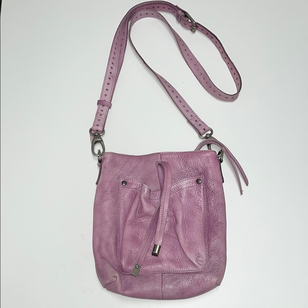 Latico Lavender leather Crossbody Bag w/Adjustable Strap and Silver Hardware